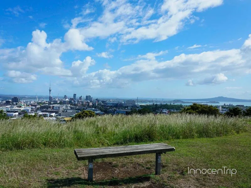 展望スポットにあるマウント・イーデンの木製ベンチ