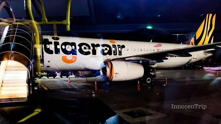 タイガーエア台湾の夜の飛行機