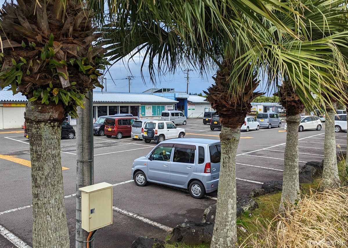 八丈島の街並みと車のある道路