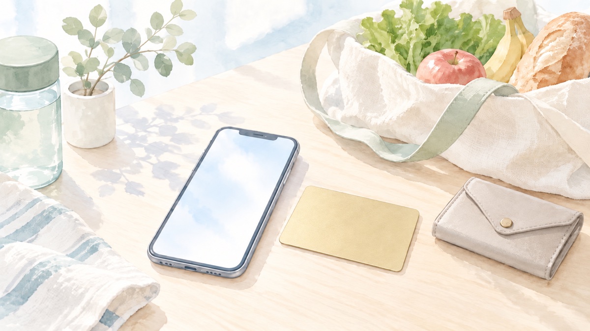 スマートフォンと交通系ICカードで日常の支払いを積み上げるイメージ